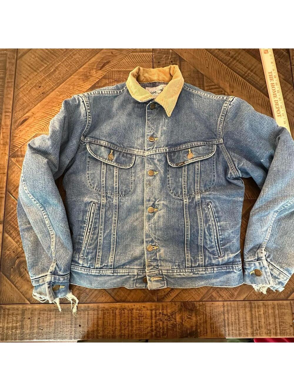 Vintage 70s Lee Storm Rider Blanket Lined Denim Trucker Jacket Corduroy Collar